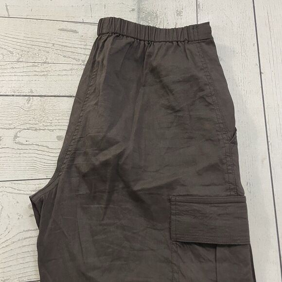 Theory Women's Size 2 Brown Linen Blend Lightweight Preppy Cargo Cropped Pants - Picture 1 of 8